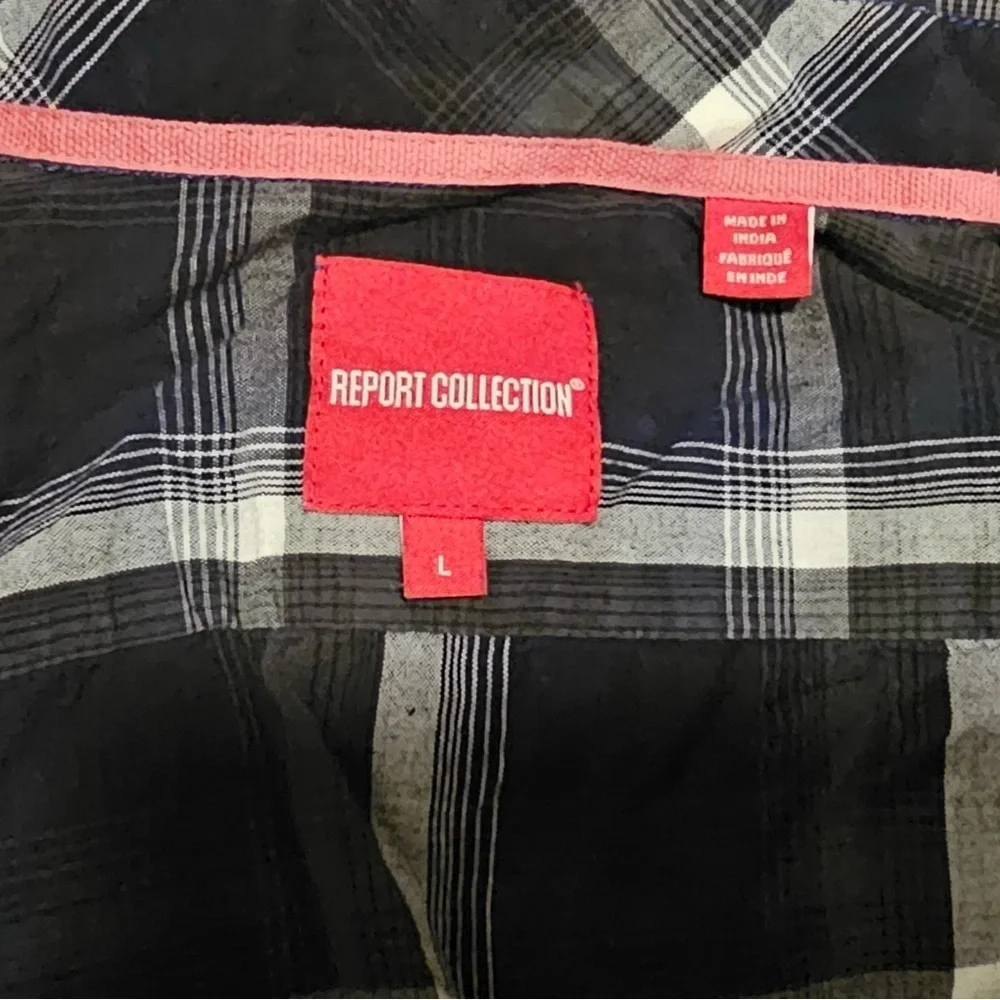 Report Collection Men’s Plaid Button-Down Shirt, Size L